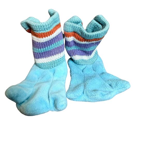 Beastly Booties Rich Frog Blue Baby Slippers Socks Sea Bird Infant 0-6 Months - Picture 2 of 9